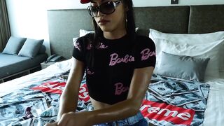Petite-Asian Shemale's Rough Sex Adventure with Big Dicked Boyfriend
