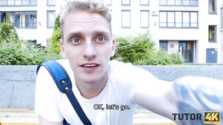 TUTOR4K. Man knows homemade professor works for 2 so he