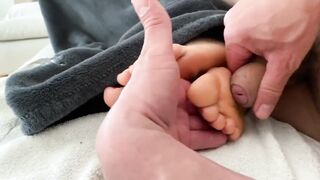 LONG CUM LOAD ON MY FOOT WHILE INTO BED DREAMING