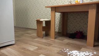 Pregnant mom behind the scenes inside the kitchen and with