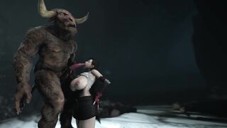 Tifa Lockhart x Minotaur monster