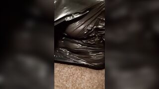 Sub chick Gasmasked Fetish into Trashbag Vacum Experiment