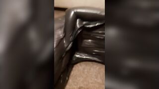 Sub chick Gasmasked Fetish into Trashbag Vacum Experiment