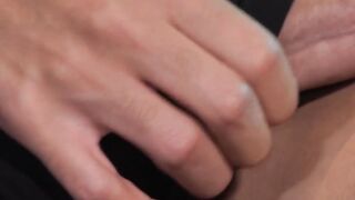 Skinny Latino twink Will strokes his massive cock until he cum bursts