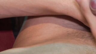 Skinny Latino twink Will strokes his massive cock until he cum bursts