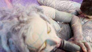 Four alt porn hotties share a couple of cocks