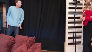 Sexy vocalist Kenia Music uses producers cock for messy vocal warm up