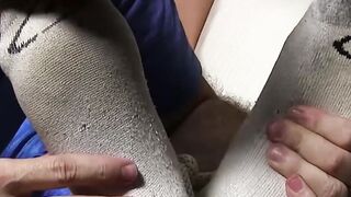 Mature dom feet worships and licks feet of a bound hunk