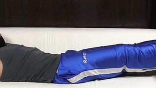 Mature dom feet worships and licks feet of a bound hunk