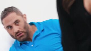 Asian Nicole Doshi gives client hands on therapy with her plump ass