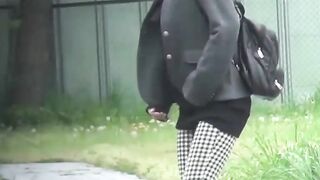 One of these girls actually saw that some perv was recording while she was peeing out
