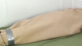 Mature master tickles feet and body of a bound slave hunk