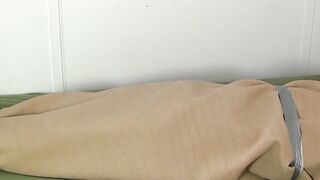 Mature master tickles feet and body of a bound slave hunk