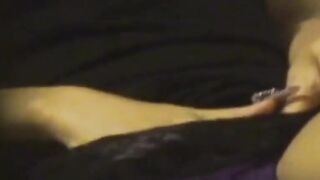 Hairy pussy cutie's kinky solo pussy play for a voyeur