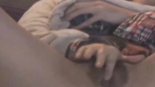 Hairy pussy cutie's kinky solo pussy play for a voyeur