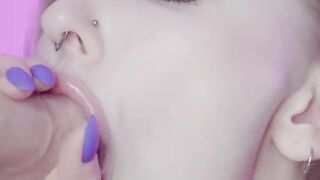Sensual blowjob with spunk in throat by super-hot biotch Dolly Rud - warm hard-core