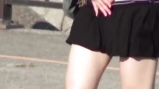 Voyeur films these Asian women making a puddle in the public park