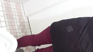 Pervy video of young Japanese girls peeing in a public toilet