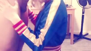 Harley Quinn Crossdresser Blowjob and Swallow