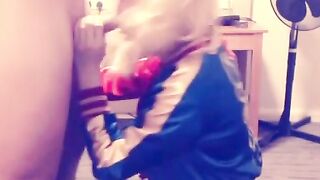 Harley Quinn Crossdresser Blowjob and Swallow