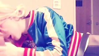 Harley Quinn Crossdresser Blowjob and Swallow