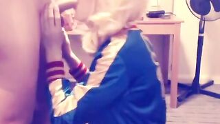 Harley Quinn Crossdresser Blowjob and Swallow