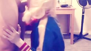 Harley Quinn Crossdresser Blowjob and Swallow