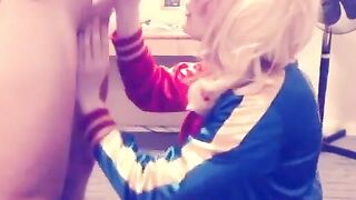 Harley Quinn Crossdresser Blowjob and Swallow