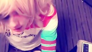 Harley Quinn Crossdresser Blowjob and Swallow