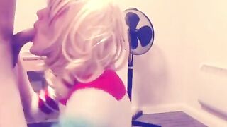 Harley Quinn Crossdresser Blowjob and Swallow
