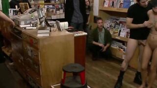 Public bookstore big fake tits sub Bailey Brooks groped and used by strangers