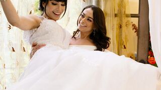 Busty tgirl Ariel Demure and her bride snucked away to fuck