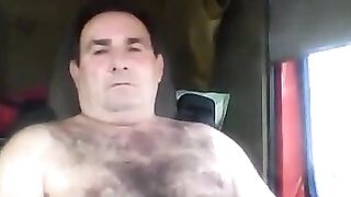 Bearded Truck Driver Jerks Off Alone