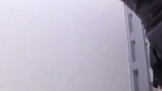 Hidden cam watches a pretty Asian lady piss in a corner