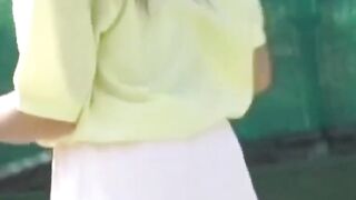 Voyeur films two tennis babes dressing after a sweaty match