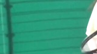 Voyeur films two tennis babes dressing after a sweaty match