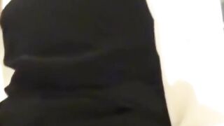 Japanese girl grinds pussy frantically on a kitchen chair