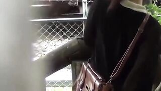 Japanese lady soaks panties after public piss release