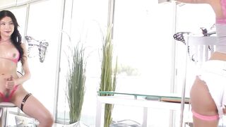 Nasty babe Emma Rosie hard anal fucked by sexy TS