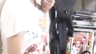 Solo Japanese hottie caught fingering tight pussy for fun