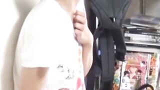 Solo Japanese hottie caught fingering tight pussy for fun