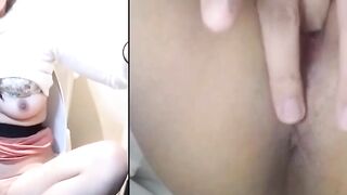 Japanese babe in toilet plunges fingers deep in twat