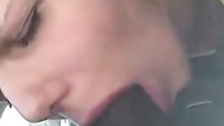 Interracial Car BJ with a Mouthful Ending