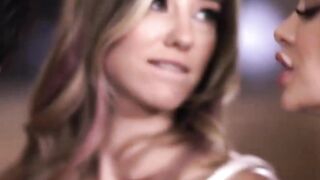 Slender teens seducing experienced milf into threesome