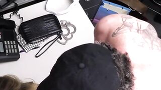 Bitchy milf suspect gets fucked in high heels on the desk