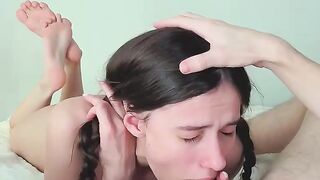 Cute teen with pigtails gets load of cum after hard pounding 2