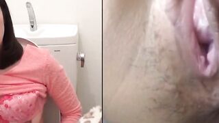Asian gal pauses shopping to finger herself to squirt