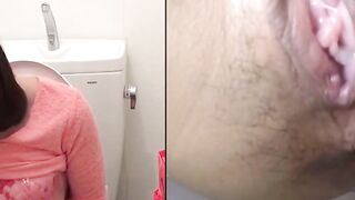 Asian gal pauses shopping to finger herself to squirt