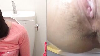 Asian gal pauses shopping to finger herself to squirt