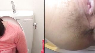 Asian gal pauses shopping to finger herself to squirt